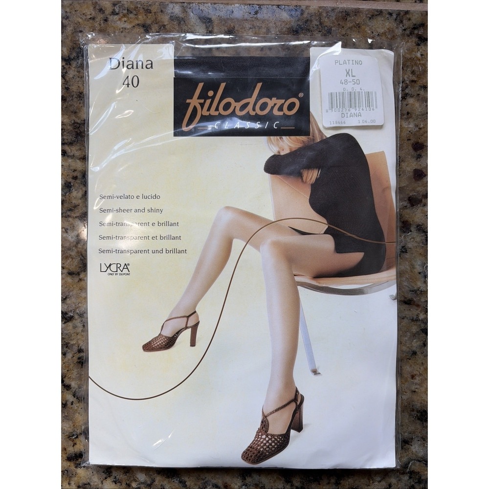 Filodoro Classic DIANA 40 Semi-Sheer Shiny Tights Hosiery Women XL 48-50 NEW NWT